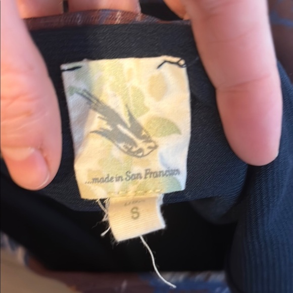 Anthropologie Blue and Orange Mini Sundress with Flutter Sleeves - Picture 2 of 8